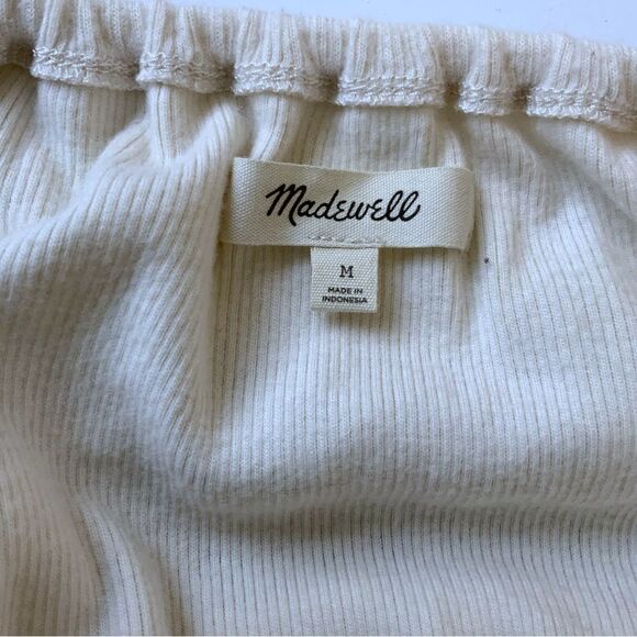 MADEWELL Shirt Blouse Off The Shoulder Cream Elastic Waist Detail Knit Size M - Picture 8 of 10